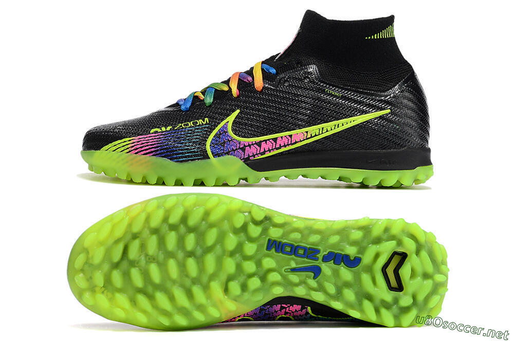 Unisex Nike Air Zoom Mercurial Superfly 9 Elite TF Football Shoes - Black/Green/Pink 1