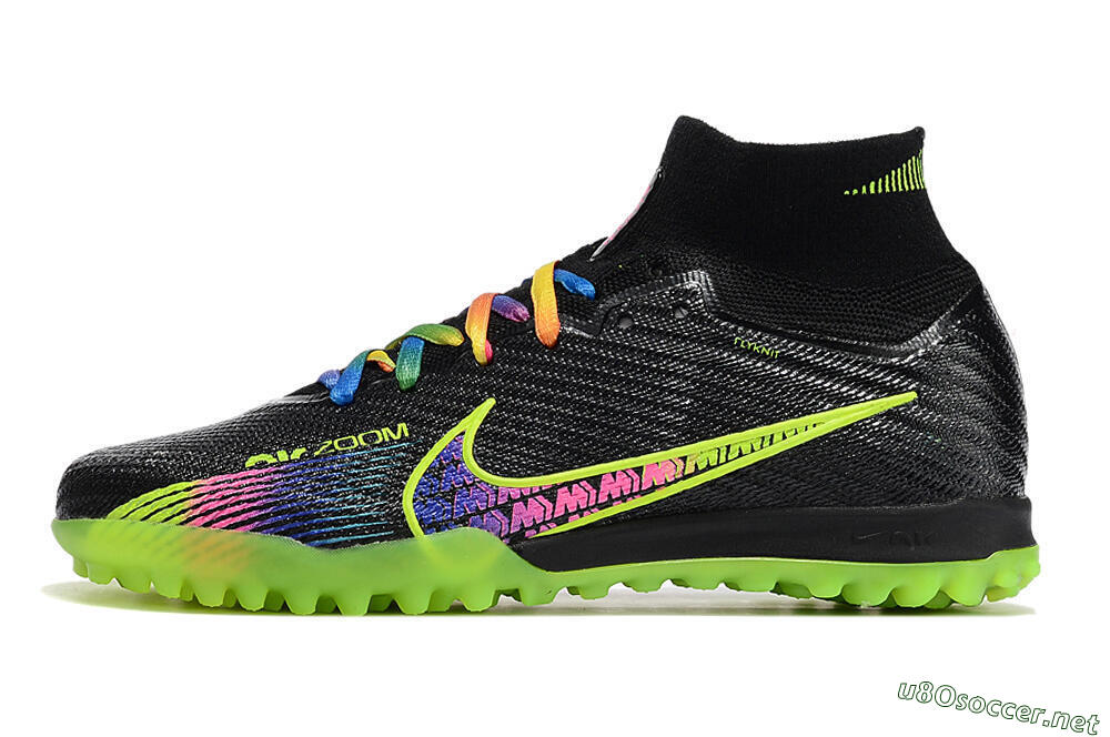 Unisex Nike Air Zoom Mercurial Superfly 9 Elite TF Football Shoes - Black/Green/Pink 0