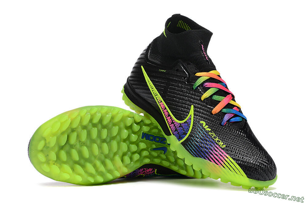 Unisex Nike Air Zoom Mercurial Superfly 9 Elite TF Football Shoes - Black/Green/Pink 4