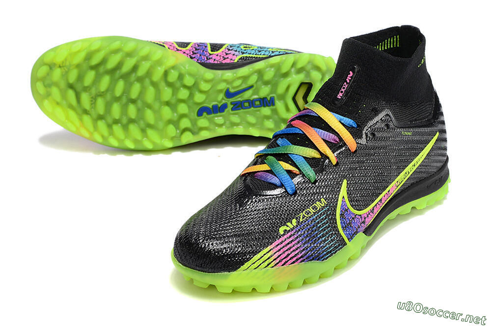 Unisex Nike Air Zoom Mercurial Superfly 9 Elite TF Football Shoes - Black/Green/Pink 3