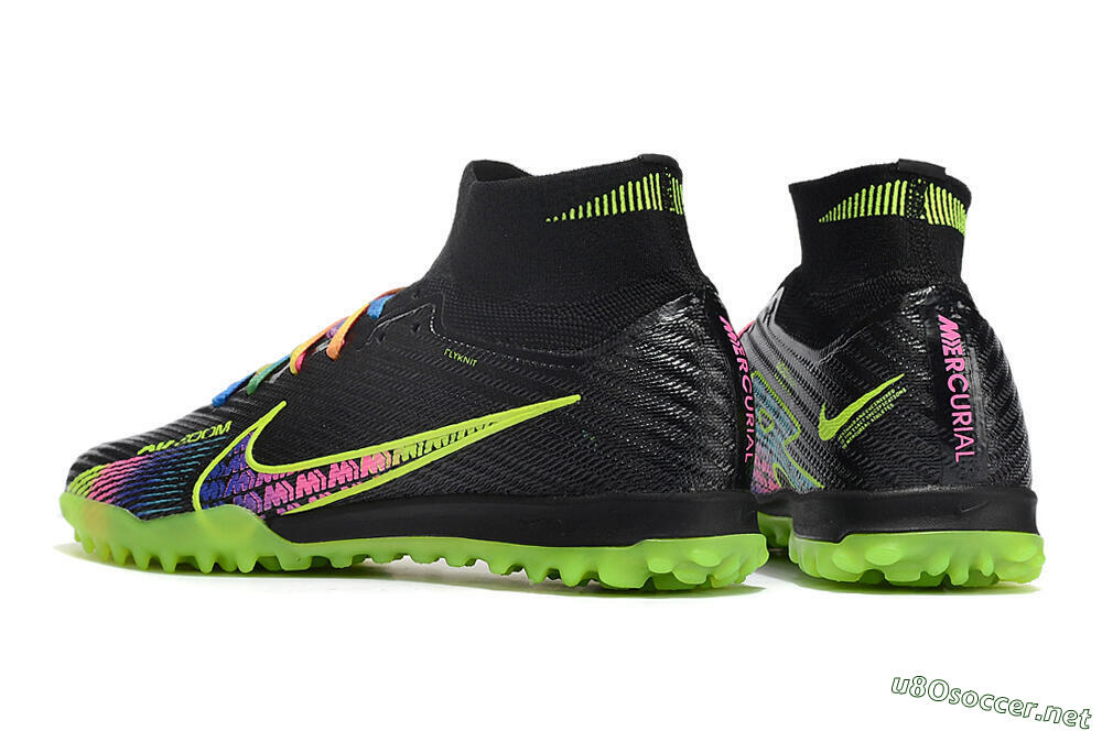 Unisex Nike Air Zoom Mercurial Superfly 9 Elite TF Football Shoes - Black/Green/Pink 5