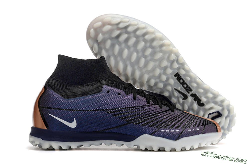 Unisex Nike Air Zoom Mercurial Superfly 9 Elite TF Football Shoes - Purple/Black 2
