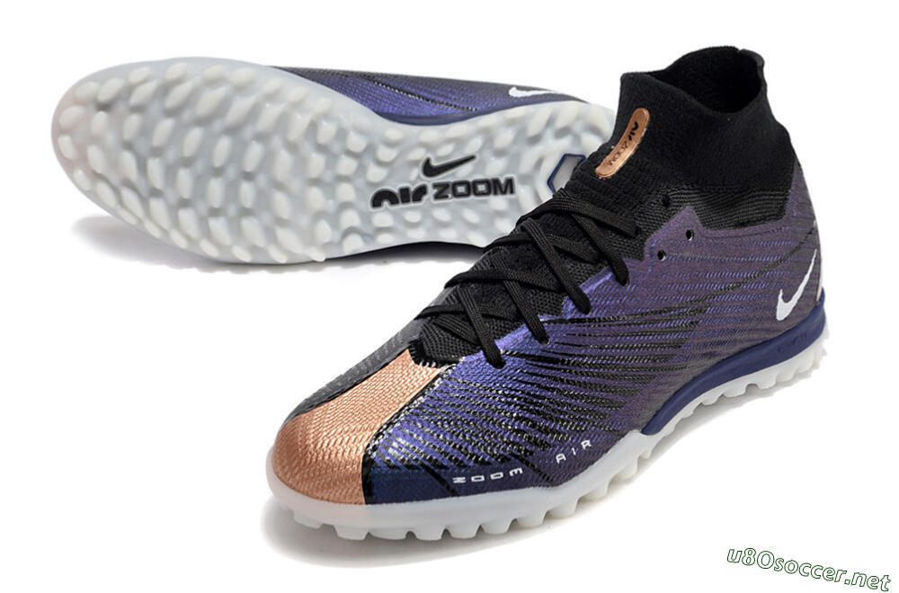 Unisex Nike Air Zoom Mercurial Superfly 9 Elite TF Football Shoes - Purple/Black 3
