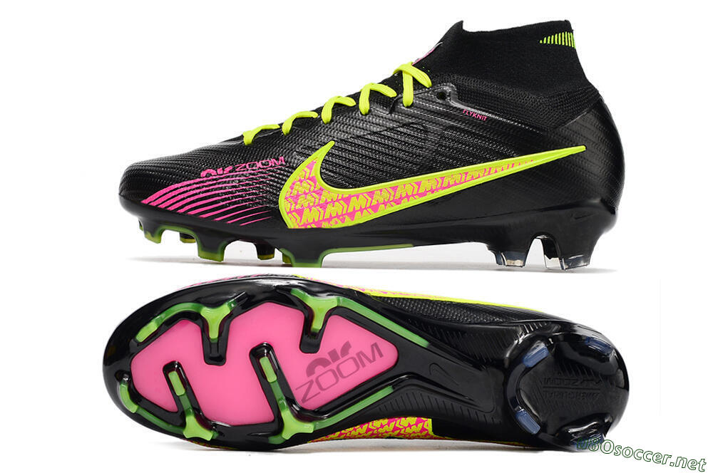 Men's Nike Air Zoom Mercurial Superfly 9 Elite FG Football Boots - Black/Yellow/Pink 1