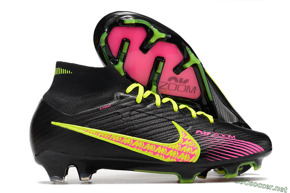 Men's Nike Air Zoom Mercurial Superfly 9 Elite FG Football Boots - Black/Yellow/Pink 2