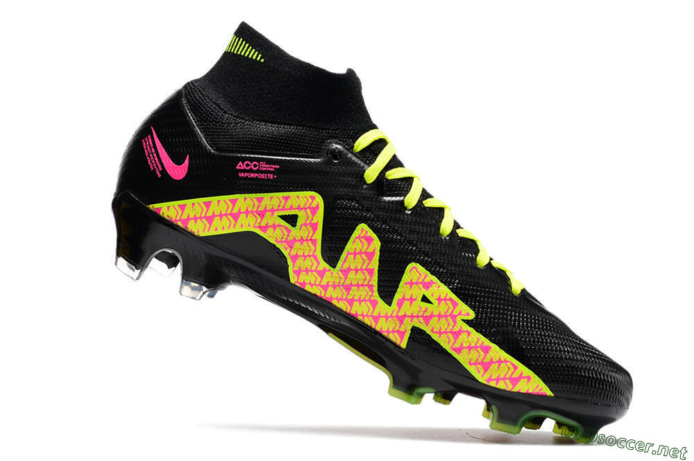 Men's Nike Air Zoom Mercurial Superfly 9 Elite FG Football Boots - Black/Yellow/Pink 4
