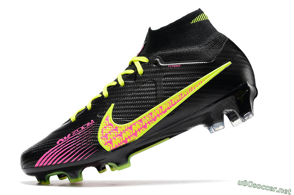 Men's Nike Air Zoom Mercurial Superfly 9 Elite FG Football Boots - Black/Yellow/Pink 5