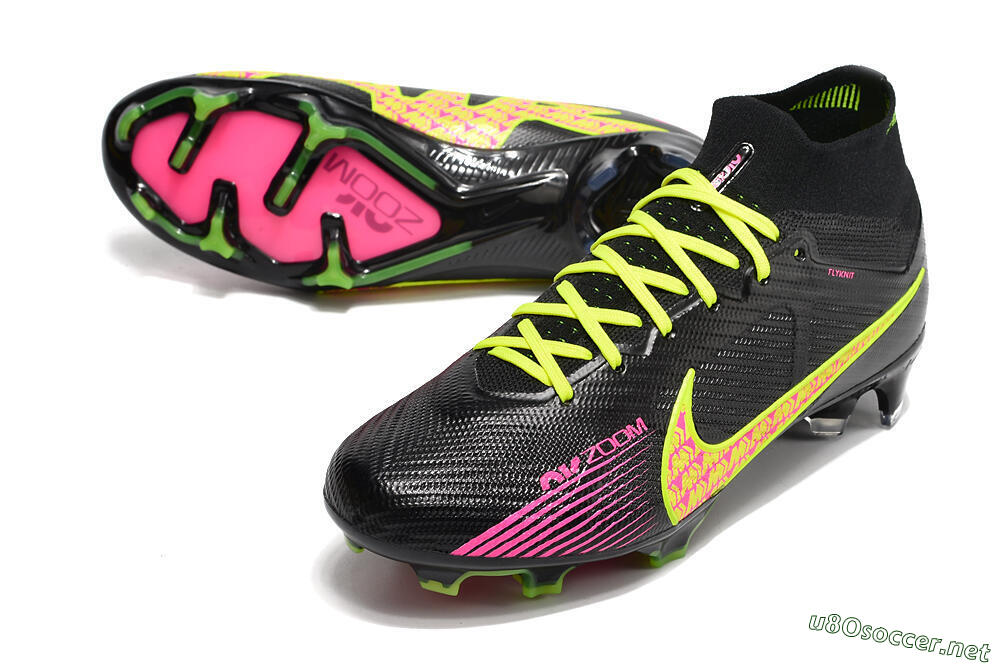 Men's Nike Air Zoom Mercurial Superfly 9 Elite FG Football Boots - Black/Yellow/Pink 3