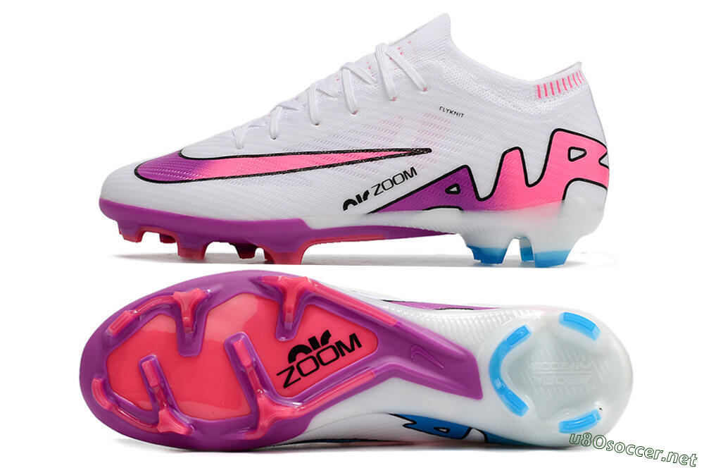 Unisex Nike Air Zoom Mercurial Vapor 15 Elite FG Football Boots - White/Pink/Purple 1