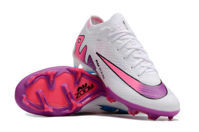 Unisex Nike Air Zoom Mercurial Vapor 15 Elite FG Football Boots - White/Pink/Purple
