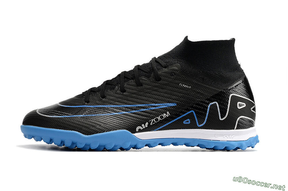 Unisex Nike Mercurial Superfly 9 Elite TF Football Shoes - Black/Blue 0