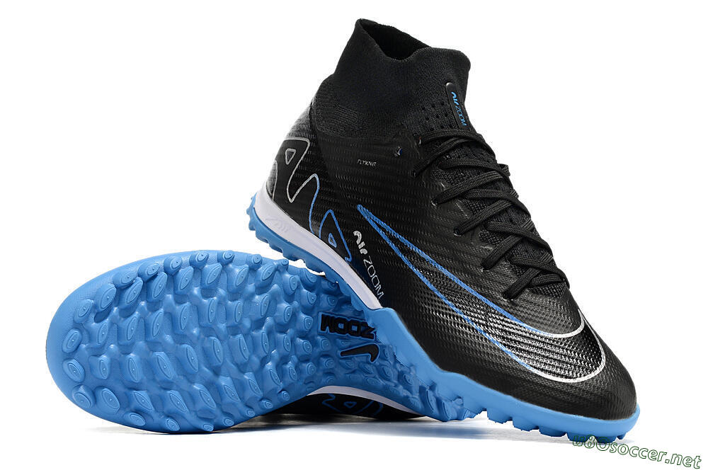 Unisex Nike Mercurial Superfly 9 Elite TF Football Shoes - Black/Blue 3