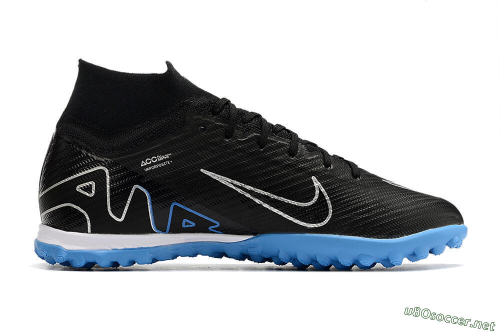 Unisex Nike Mercurial Superfly 9 Elite TF Football Shoes - Black/Blue 7