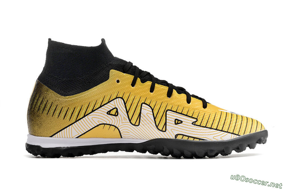 Unisex Nike Mercurial Superfly 9 Elite TF Football Shoes - Gold/Black/Silver 7