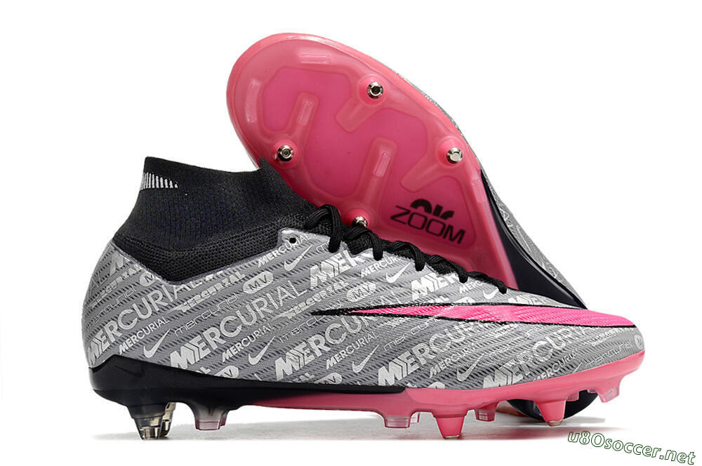 Men's Nike Air Zoom Mercurial Superfly 9 Elite SG Football Boots - Silver/Black/Pink 2