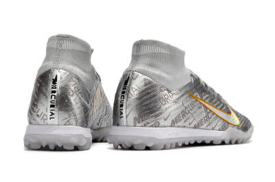 Men's Nike Air Zoom Mercurial Superfly 9 Elite TF Football Shoes - Silver/Gold