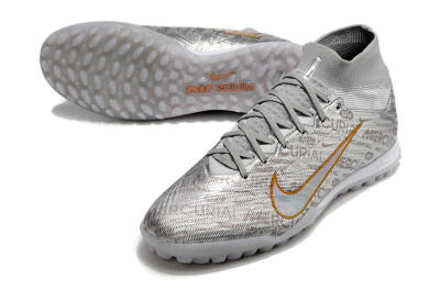 Men's Nike Air Zoom Mercurial Superfly 9 Elite TF Football Shoes - Silver/Gold