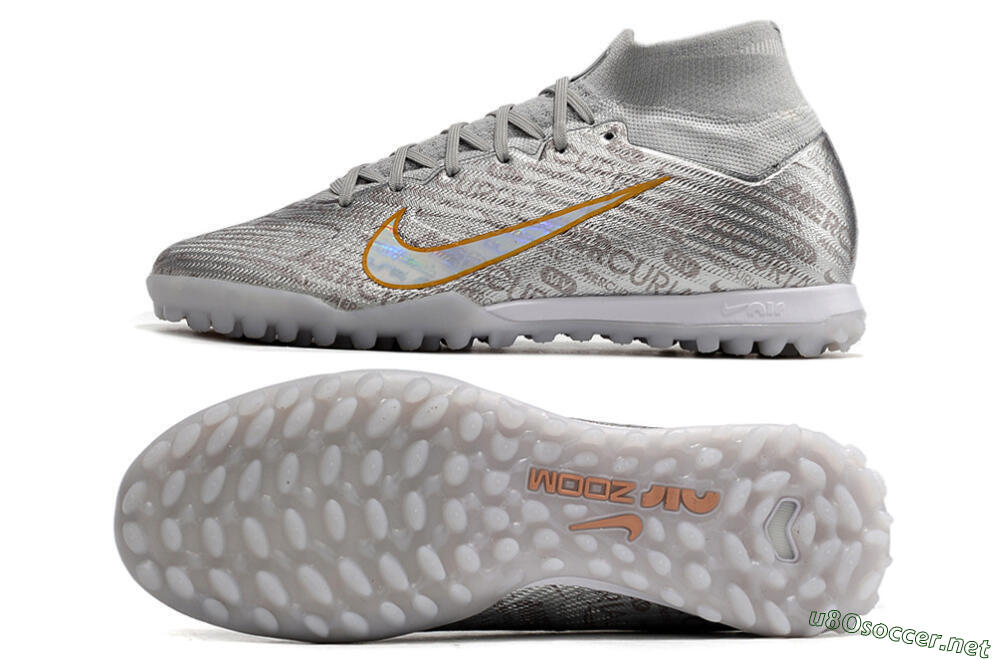 Men's Nike Air Zoom Mercurial Superfly 9 Elite TF Football Shoes - Silver/Gold 1