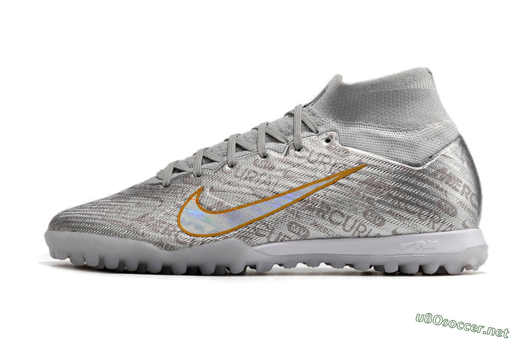 Men's Nike Air Zoom Mercurial Superfly 9 Elite TF Football Shoes - Silver/Gold 0