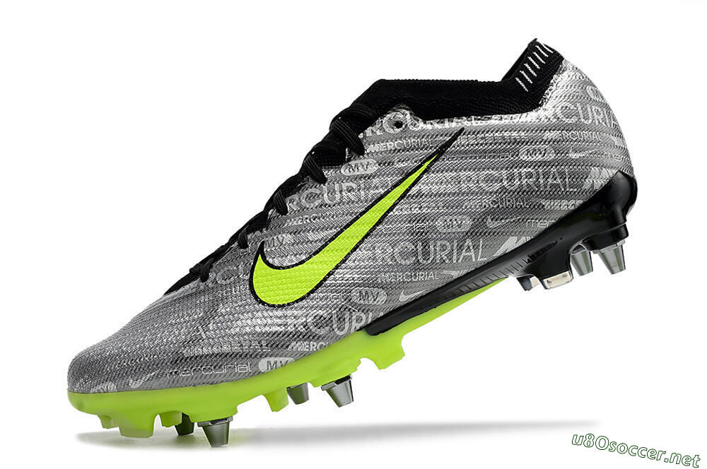 Men's Nike Air Zoom Mercurial Vapor 15 Elite SG Football Boots - Silver/Green/Black 5