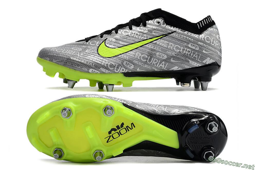 Men's Nike Air Zoom Mercurial Vapor 15 Elite SG Football Boots - Silver/Green/Black 1