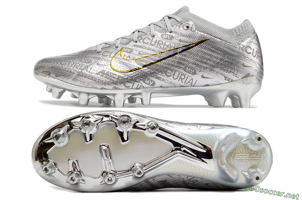 Men's Nike Air Zoom Mercurial Vapor 15 Elite AG Football Boots - Silver/Gold 1