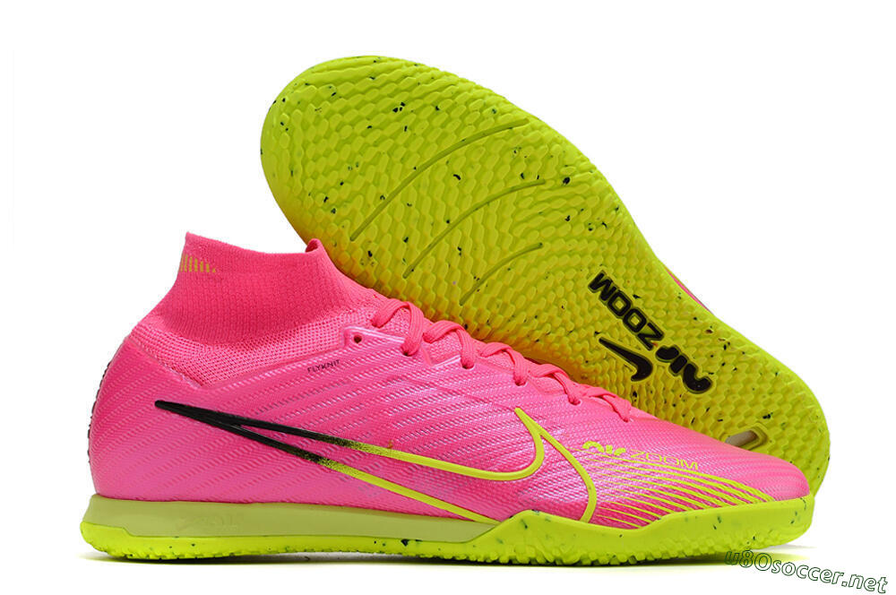 Men's Nike Air Zoom Mercurial Superfly 9 Elite IC Football Shoes - Pink/Green/Black 2