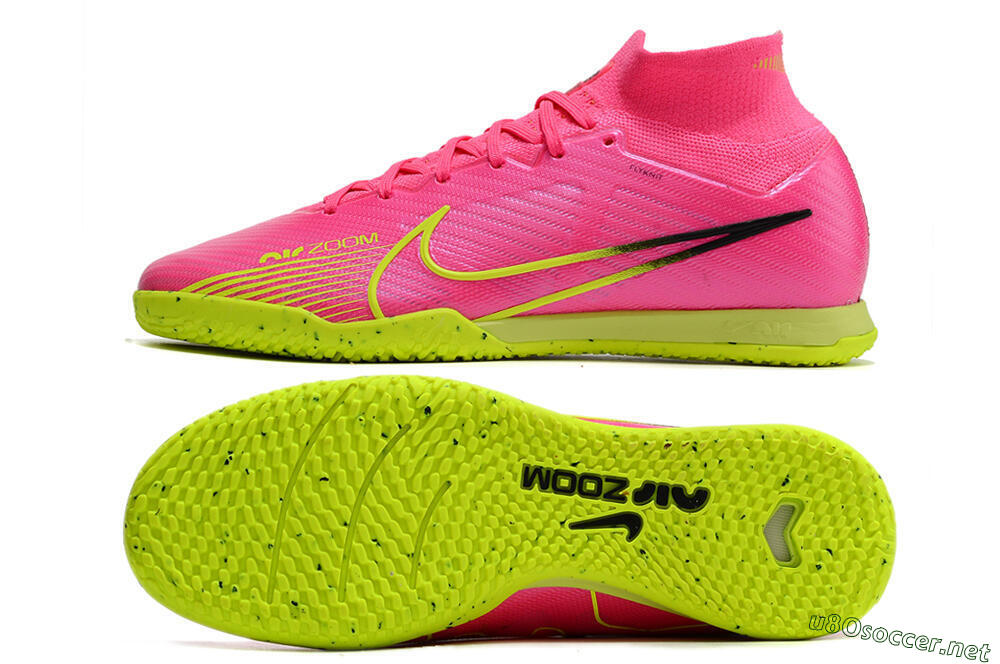 Men's Nike Air Zoom Mercurial Superfly 9 Elite IC Football Shoes - Pink/Green/Black 1