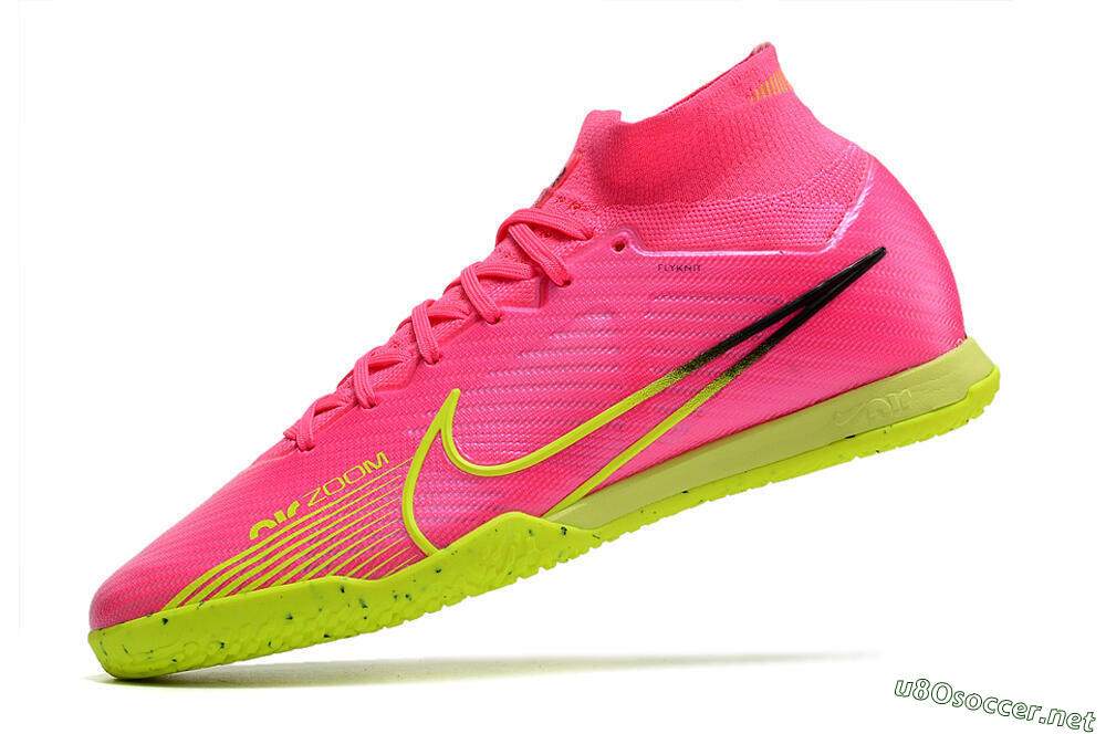 Men's Nike Air Zoom Mercurial Superfly 9 Elite IC Football Shoes - Pink/Green/Black 5