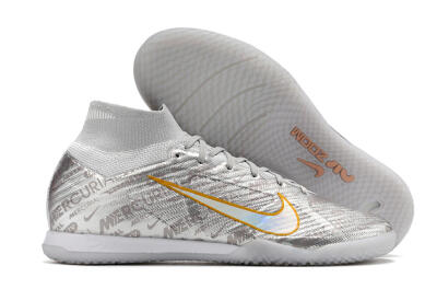 Men's Nike Air Zoom Mercurial Superfly 9 Elite IC Football Shoes - Silver/Gold