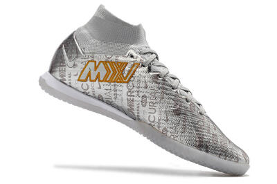 Men's Nike Air Zoom Mercurial Superfly 9 Elite IC Football Shoes - Silver/Gold
