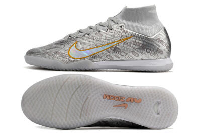 Men's Nike Air Zoom Mercurial Superfly 9 Elite IC Football Shoes - Silver/Gold