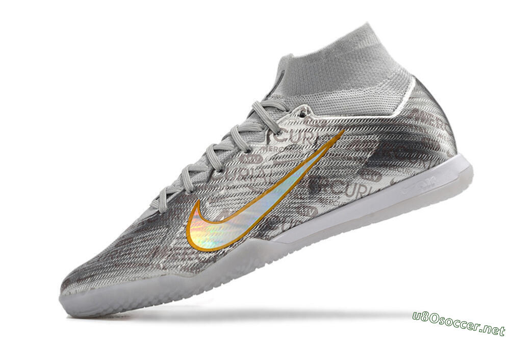 Men's Nike Air Zoom Mercurial Superfly 9 Elite IC Football Shoes - Silver/Gold 5