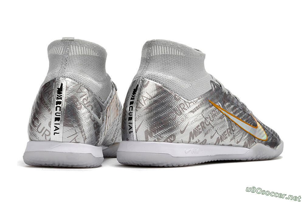 Men's Nike Air Zoom Mercurial Superfly 9 Elite IC Football Shoes - Silver/Gold 6
