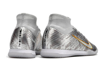 Men's Nike Air Zoom Mercurial Superfly 9 Elite IC Football Shoes - Silver/Gold