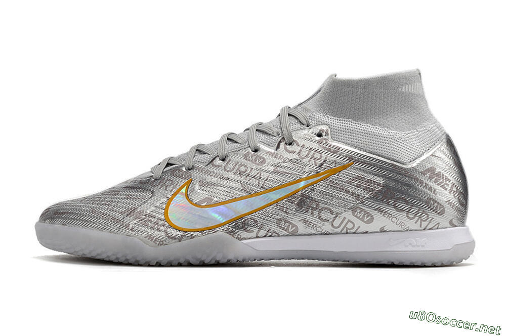 Men's Nike Air Zoom Mercurial Superfly 9 Elite IC Football Shoes - Silver/Gold 0