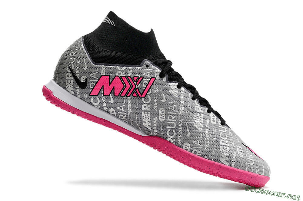 Men's Nike Air Zoom Mercurial Superfly 9 Elite IC Football Shoes - Silver/Black/Pink 4