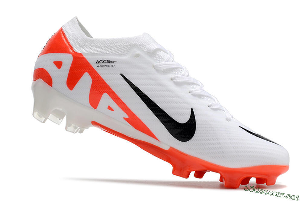 Men's Nike Air Zoom Mercurial Vapor 15 Elite FG Football Boots - White/Black/Red 4