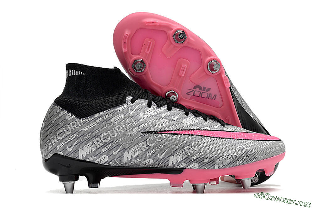 Men's Nike Air Zoom Mercurial Superfly 9 Elite SG Football Boots - Silver/Black/Pink 2