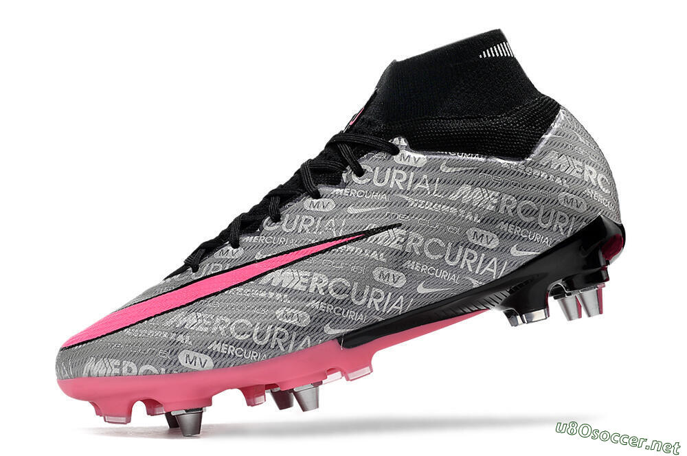Men's Nike Air Zoom Mercurial Superfly 9 Elite SG Football Boots - Silver/Black/Pink 4