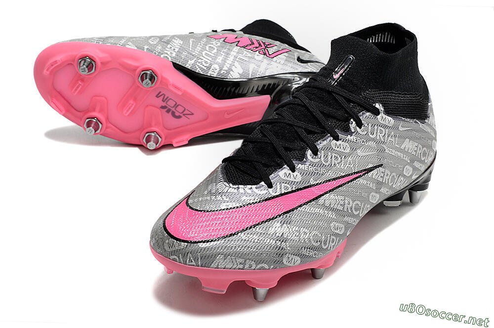 Men's Nike Air Zoom Mercurial Superfly 9 Elite SG Football Boots - Silver/Black/Pink 3