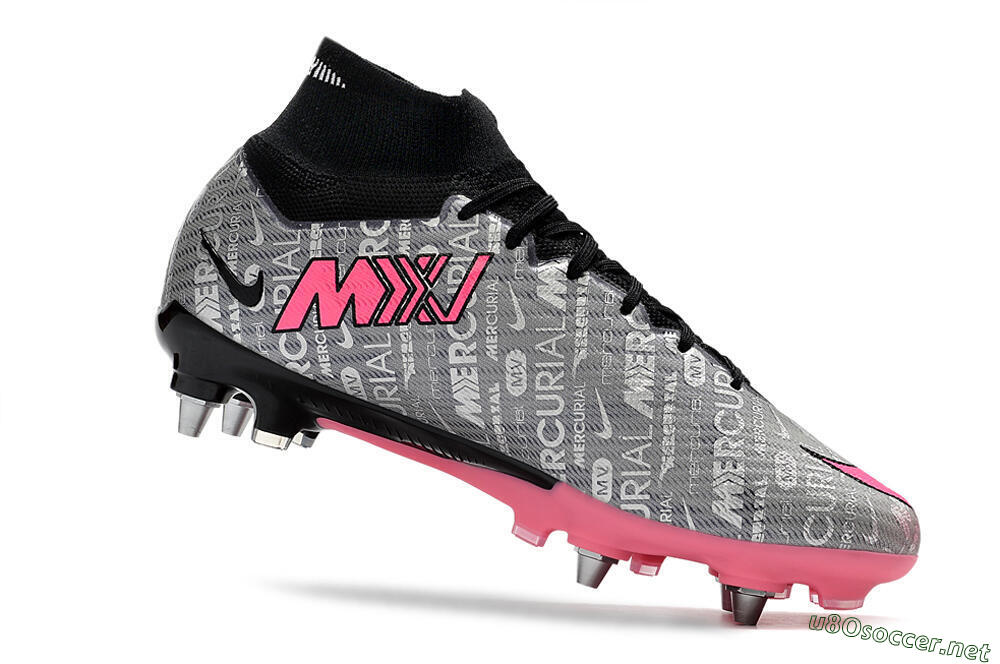 Men's Nike Air Zoom Mercurial Superfly 9 Elite SG Football Boots - Silver/Black/Pink 5