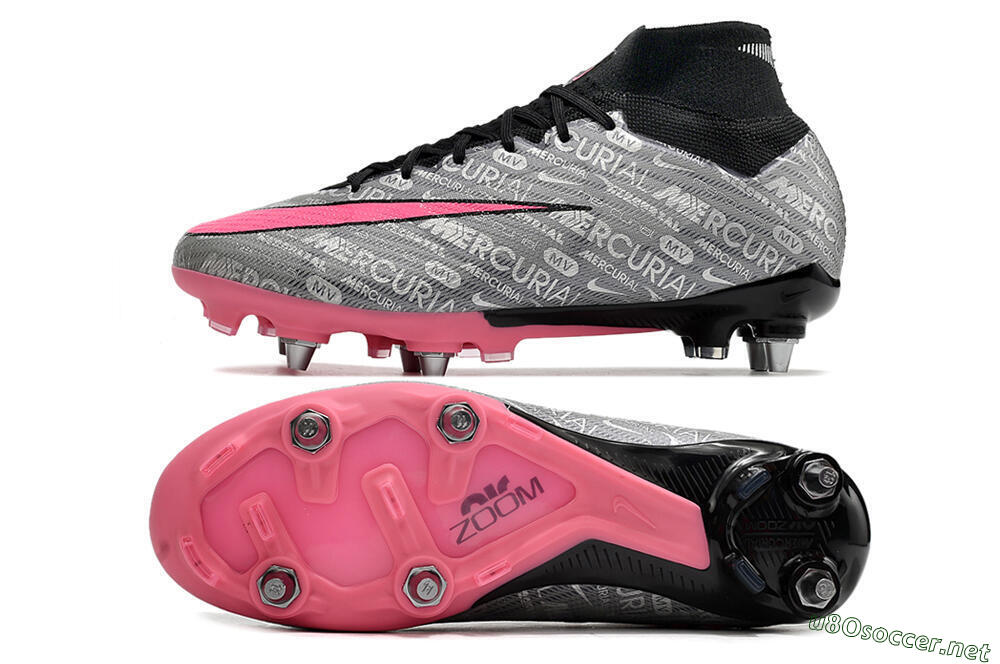 Men's Nike Air Zoom Mercurial Superfly 9 Elite SG Football Boots - Silver/Black/Pink 1