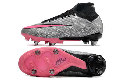 Men's Nike Air Zoom Mercurial Superfly 9 Elite SG Football Boots - Silver/Black/Pink