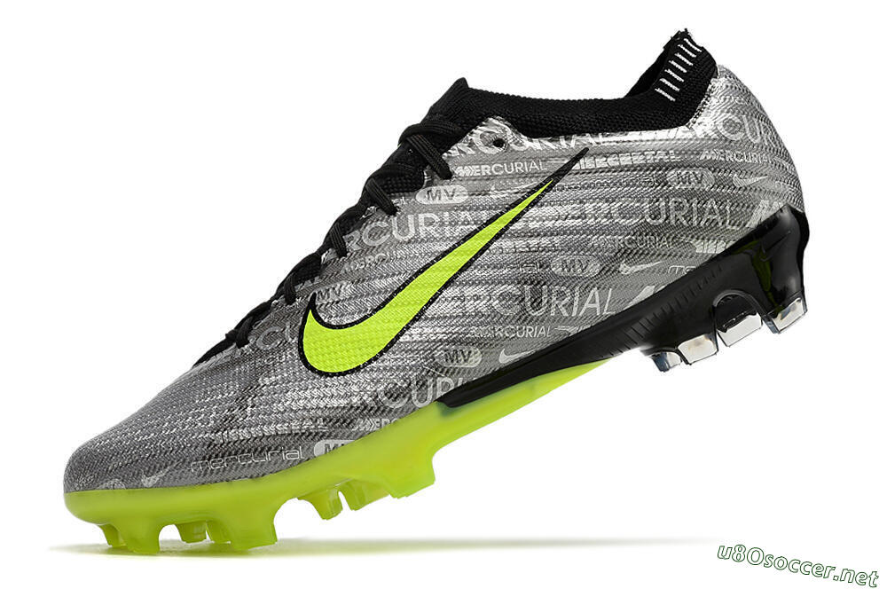 Unisex Nike AIR Zoom Mercurial Vapor 15 Elite FG Football Boots - Silver/Green/Black 5