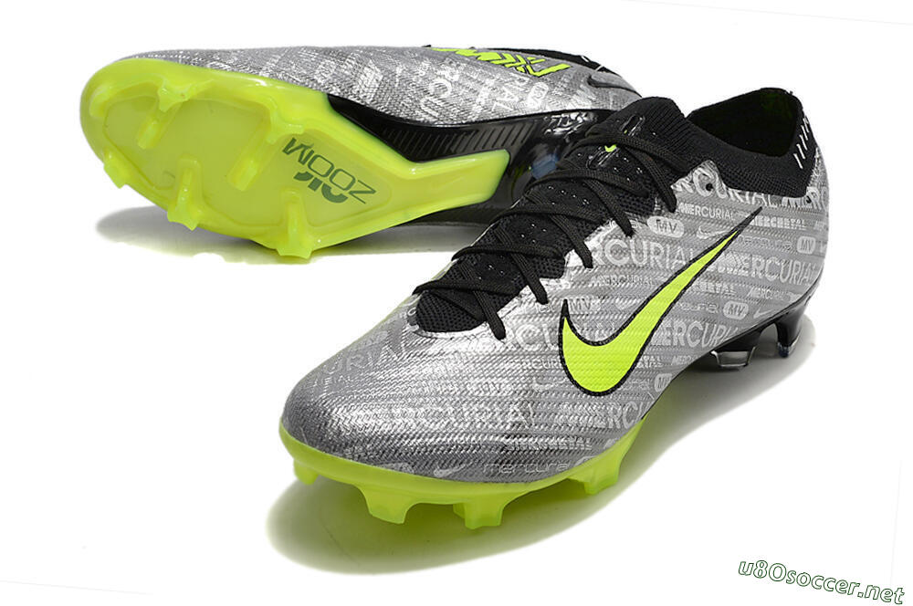 Unisex Nike AIR Zoom Mercurial Vapor 15 Elite FG Football Boots - Silver/Green/Black 3
