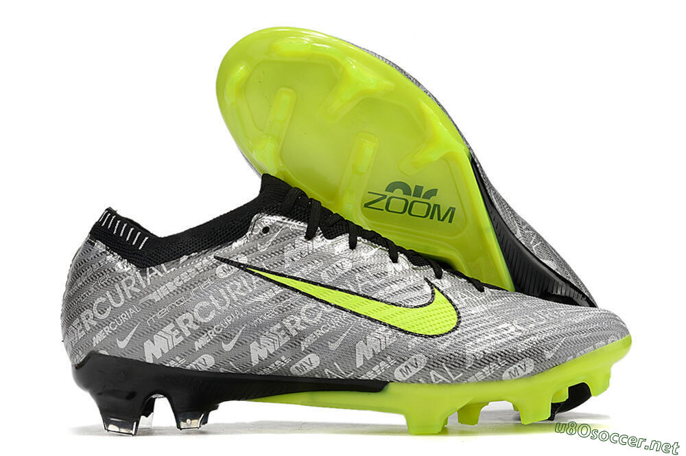 Unisex Nike AIR Zoom Mercurial Vapor 15 Elite FG Football Boots - Silver/Green/Black 2