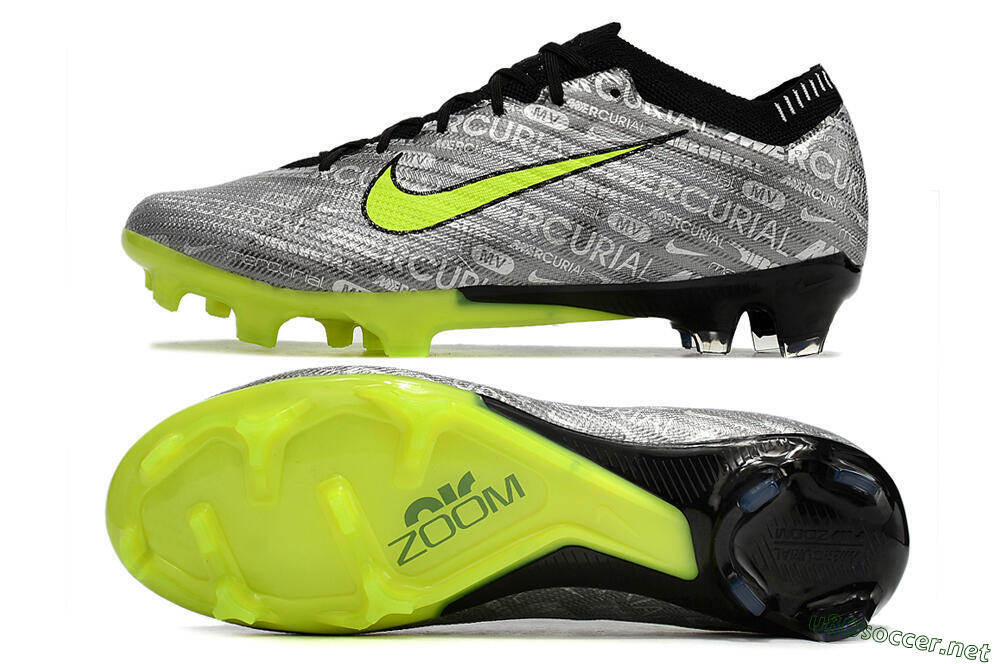 Unisex Nike AIR Zoom Mercurial Vapor 15 Elite FG Football Boots - Silver/Green/Black 1