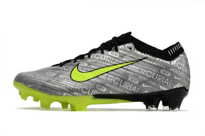 Unisex Nike AIR Zoom Mercurial Vapor 15 Elite FG Football Boots - Silver/Green/Black