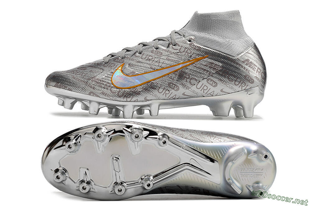 Men's Nike Air Zoom Mercurial Superfly 9 Elite AG Football Boots - Silver/Gold 1